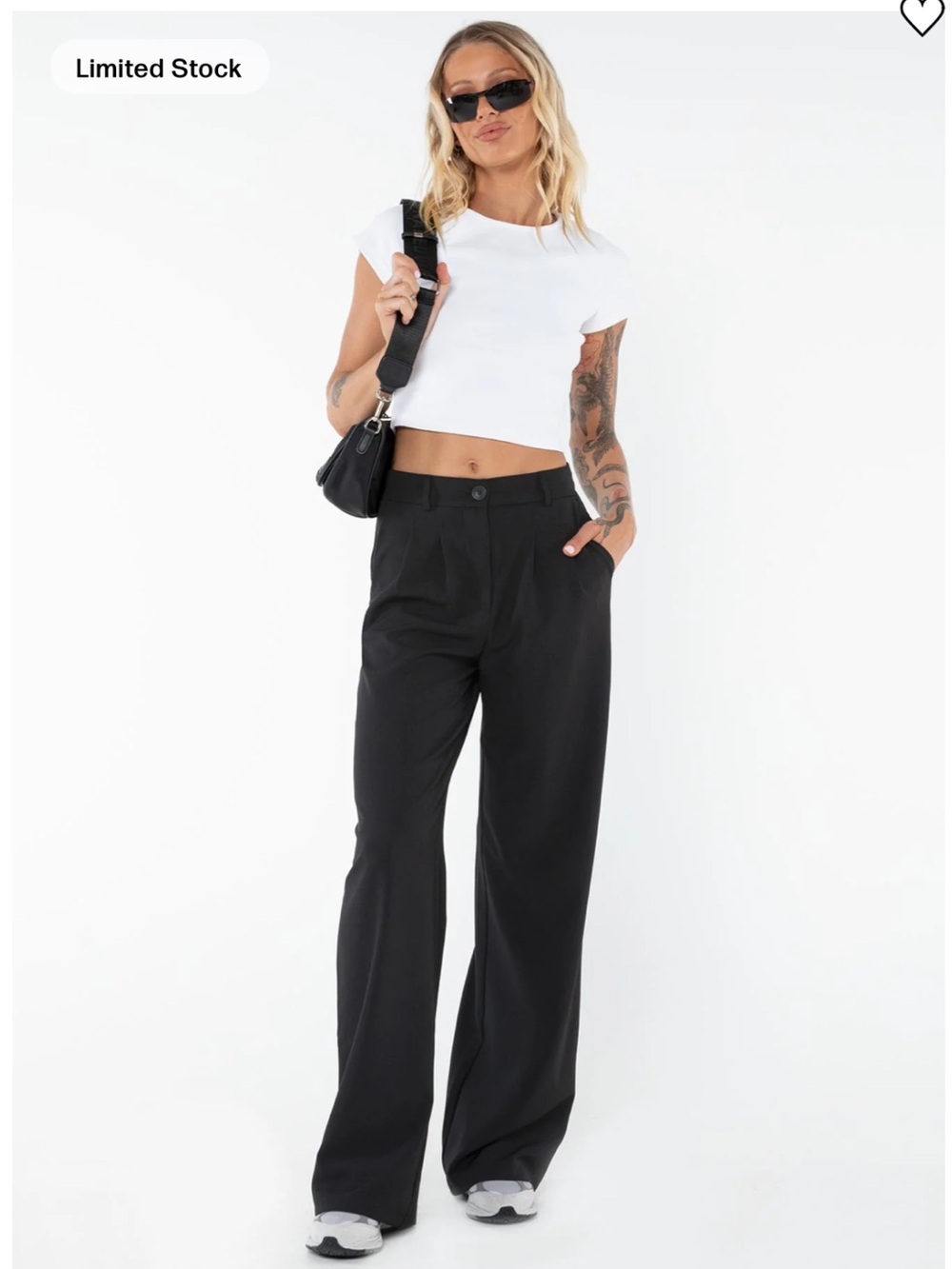 Princess Polly Black Wide-Leg High Waist Trousers